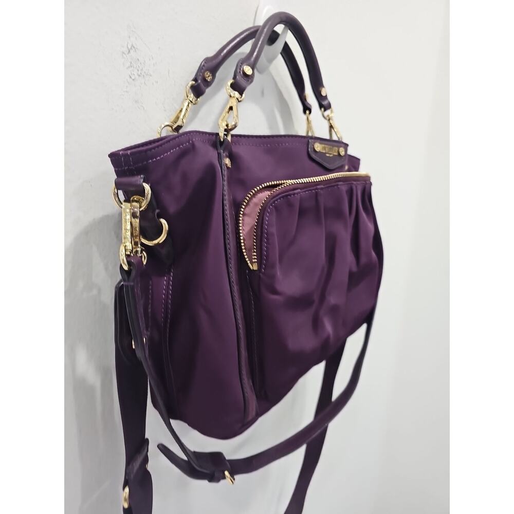 MZ Wallace Burgundy Toni Bedford Nylon W/ Leather Accent Shoulder Bag - Picture 4 of 12